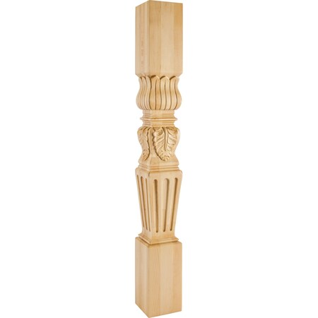 Hardware Resources 5" Wx5"Dx42"H Rubberwood Fluted Acanthus Post P29-42RW